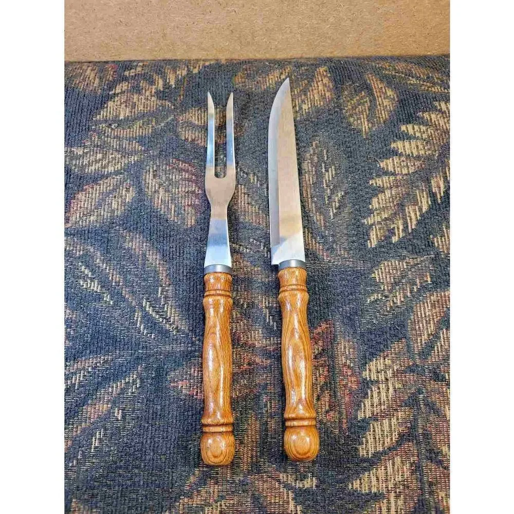 Stainless Steel Carving Set with Wood Handles